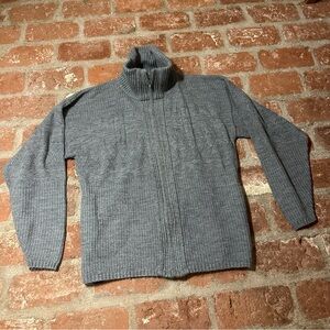 Vintage Turtleneck Sweater House Full Zip Sweater Charcoal Mens M Made In USA